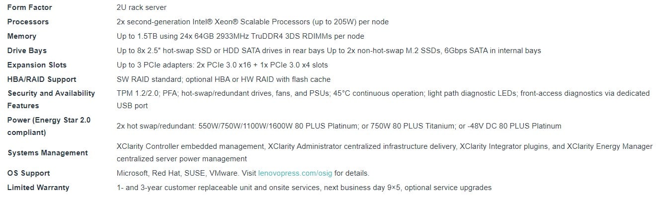 Lenovo ThinkSystem SR670 Server Specification
